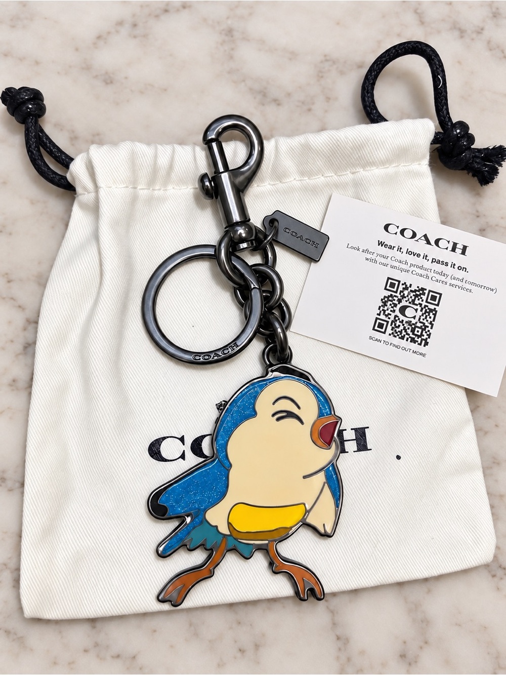 Disney x Coach Snow White Limited Edition Bluebird Glitter Bag Charm 72558 Rare